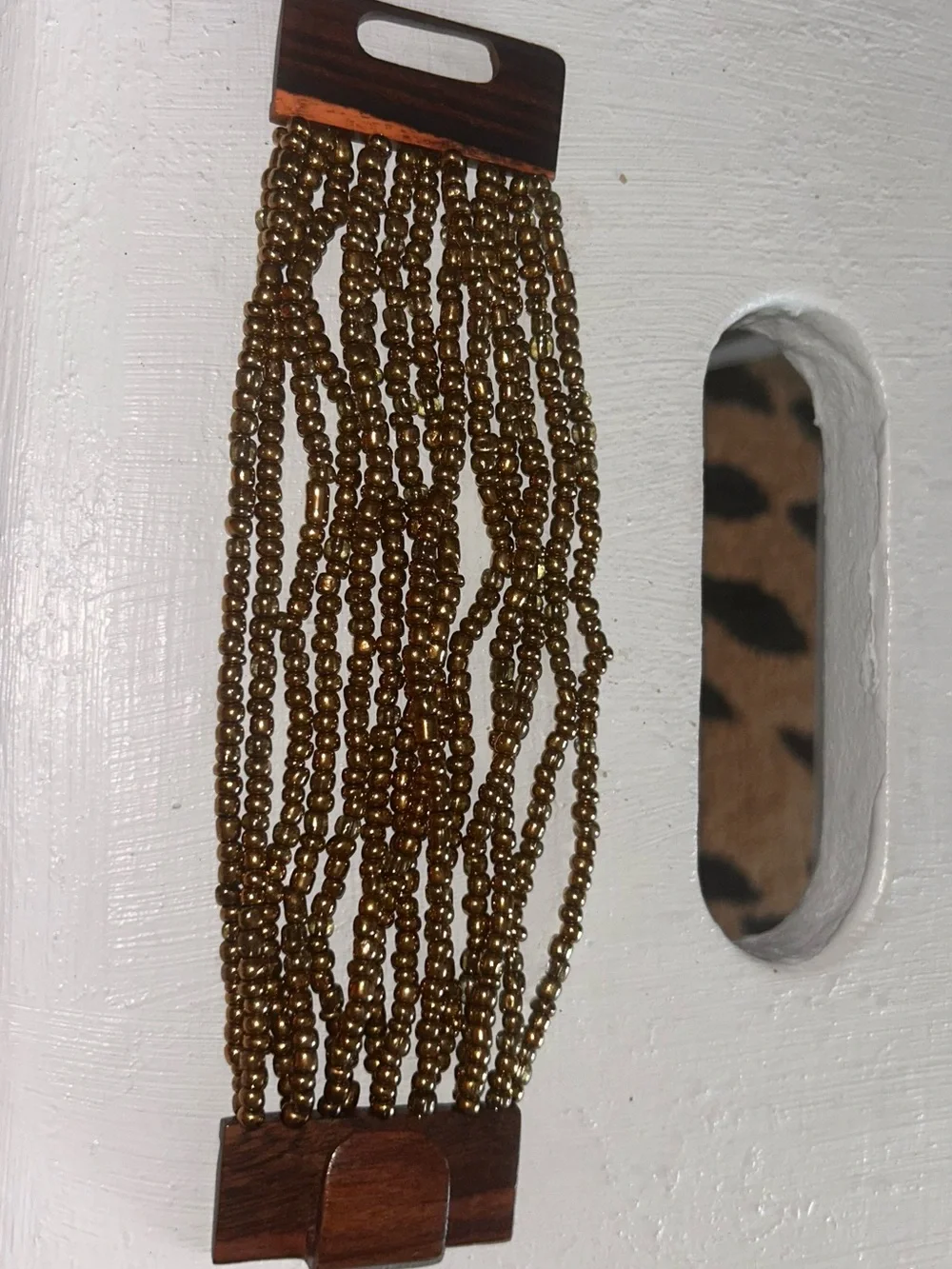 Beaded Multi-Strand Brown Bracelet with wood clasp